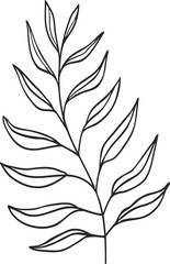 Autumn leaf and floral element, branch with leaves