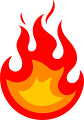 Fire flame burning flare isolate flat cartoon icon