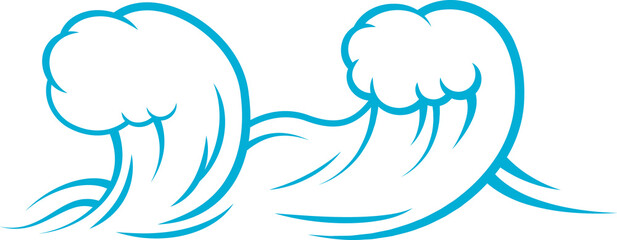 Splashing water in sea, isolated curly wave icon