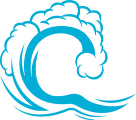 Storm at sea, ocean wave isolated outline icon