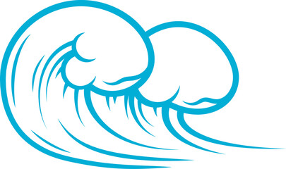 Curly waves isolated storm at sea or ocean icon