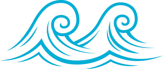 Streaming water flow isolated curly waves icon