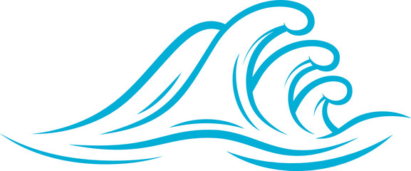 Vector ocean tidal storm isolate outline wave icon