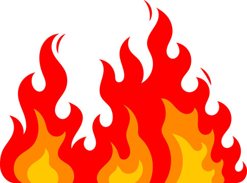 Cartoon fire flame horizontal burning frame border