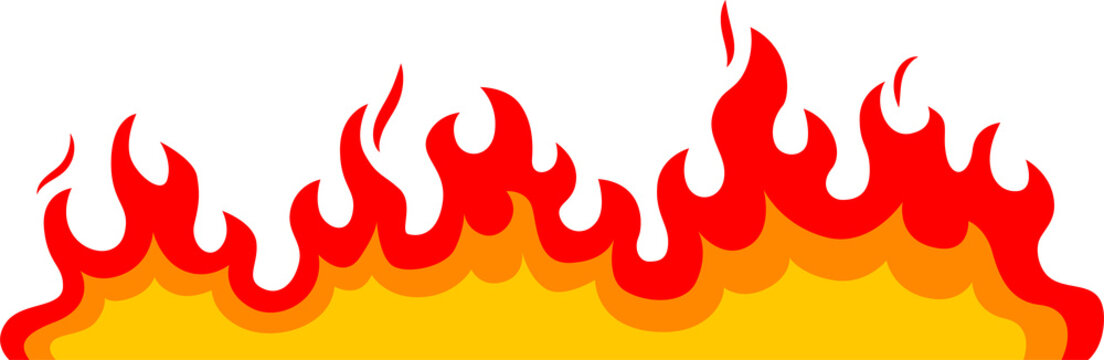 Burning frame border sign cartoon fire flame line