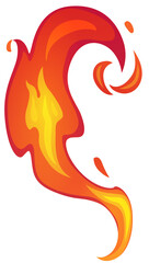 Cartoon fire flame heat power, fiery blaze bonfire