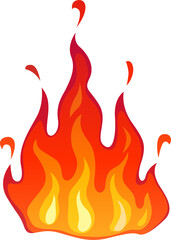 Fire flame burning flare isolate flat cartoon icon