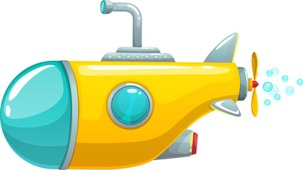 Cartoon submarine or underwater ship, game asset