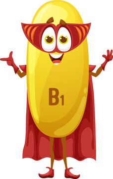 Vitamin B1 character, thiamine cartoon superhero