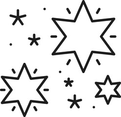 Sparkle, twinkle and burst star icon with sparks