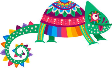 Cartoon mexican chameleon character of cute lizard © Vector Tradition