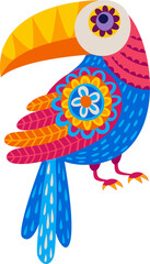 Cartoon brazilian toucan bird, tropical aracari © Vector Tradition