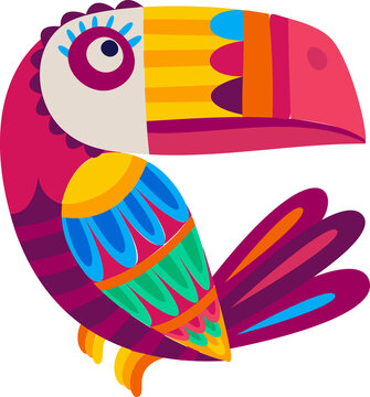 Cartoon mexican toucan bird of tropical jungle