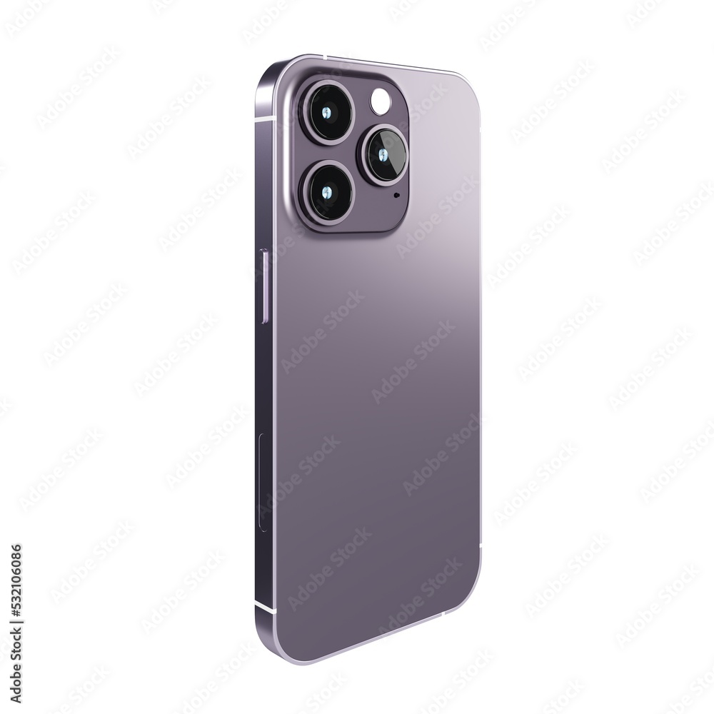 Poster back view of realistic new smartphone mockup with camera in purple color for product advertising ui 