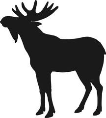 Elk or moose black silhouette, animal with horns
