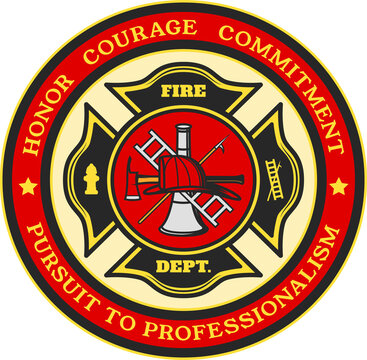 Fire dept badge, rescue, courage and honor medal