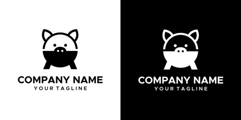 a graphic image of a BBQ pork themed, on a black and white background. vector graphics base.