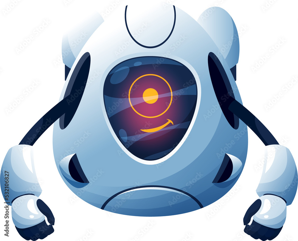 Poster cartoon robot, ai cyborg vector android character