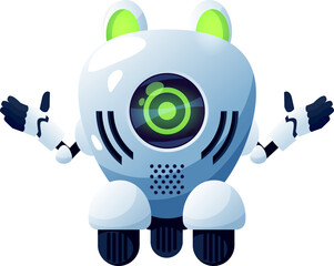 Cartoon robot, ai cyborg vector android character