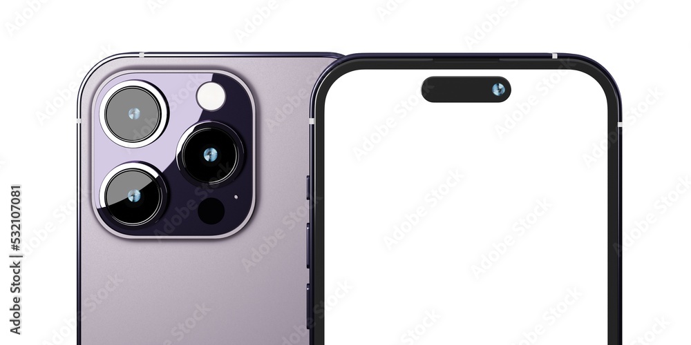 Poster realistic new smartphone mockup in purple color with device display screen template for product adve