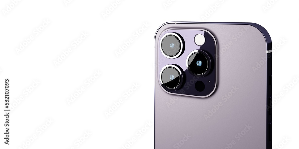 Aufkleber back view of realistic new smartphone mockup with camera in purple color for product advertising ui 