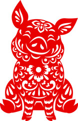 Red pig Chinese horoscope symbol isolated icon