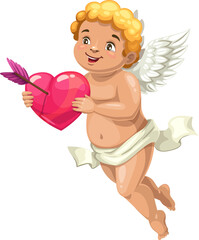Cupid angel with heart and love arrow