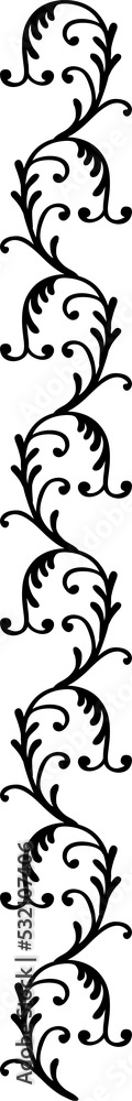 Poster floral divider pattern with leaves vertical line