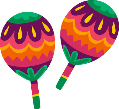 colorful maracas, musical instruments, vibrant design clip art preview