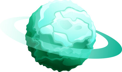 Green planet with rotating gas ring, alien world