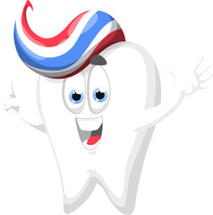 Healthy tooth character and three color toothpaste