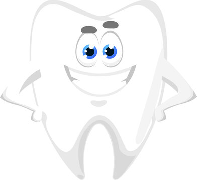 Smiling whitening tooth emoticon cartoon character