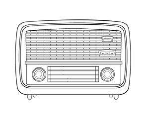 Fototapeta premium vintage radio lineart