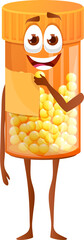 Vitamin C capsules pills bottle cartoon character