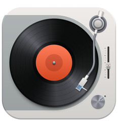 Music vinyl disk player interface icon, gramophone