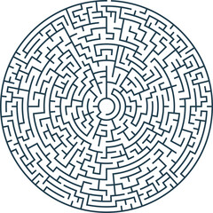 Round maze game, template of logic labyrinth, test
