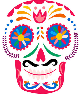 Skull calavera isolated mexican sugar candy head