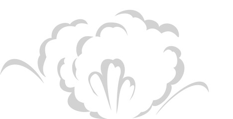 Cartoon explosion hit GUI icon with smoke clouds