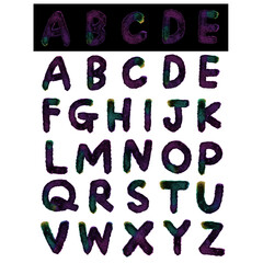 ネオンカラーのアルファベットセット　文字