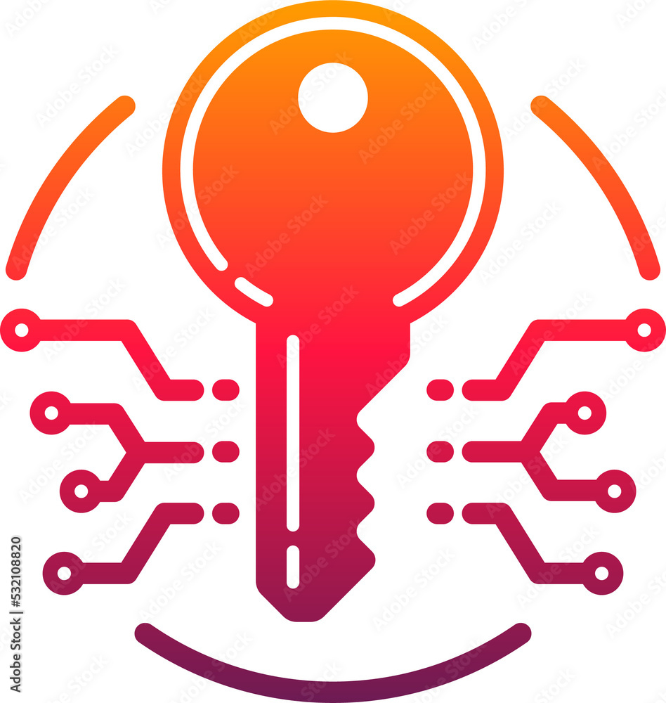 Poster Cyber security and protection key vector icon
