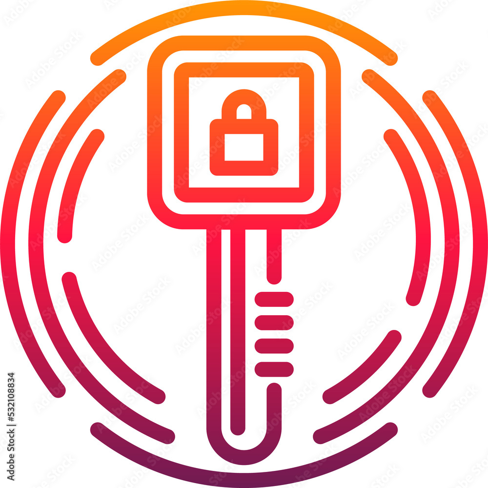 Poster cyber security icon, digital access key, padlock