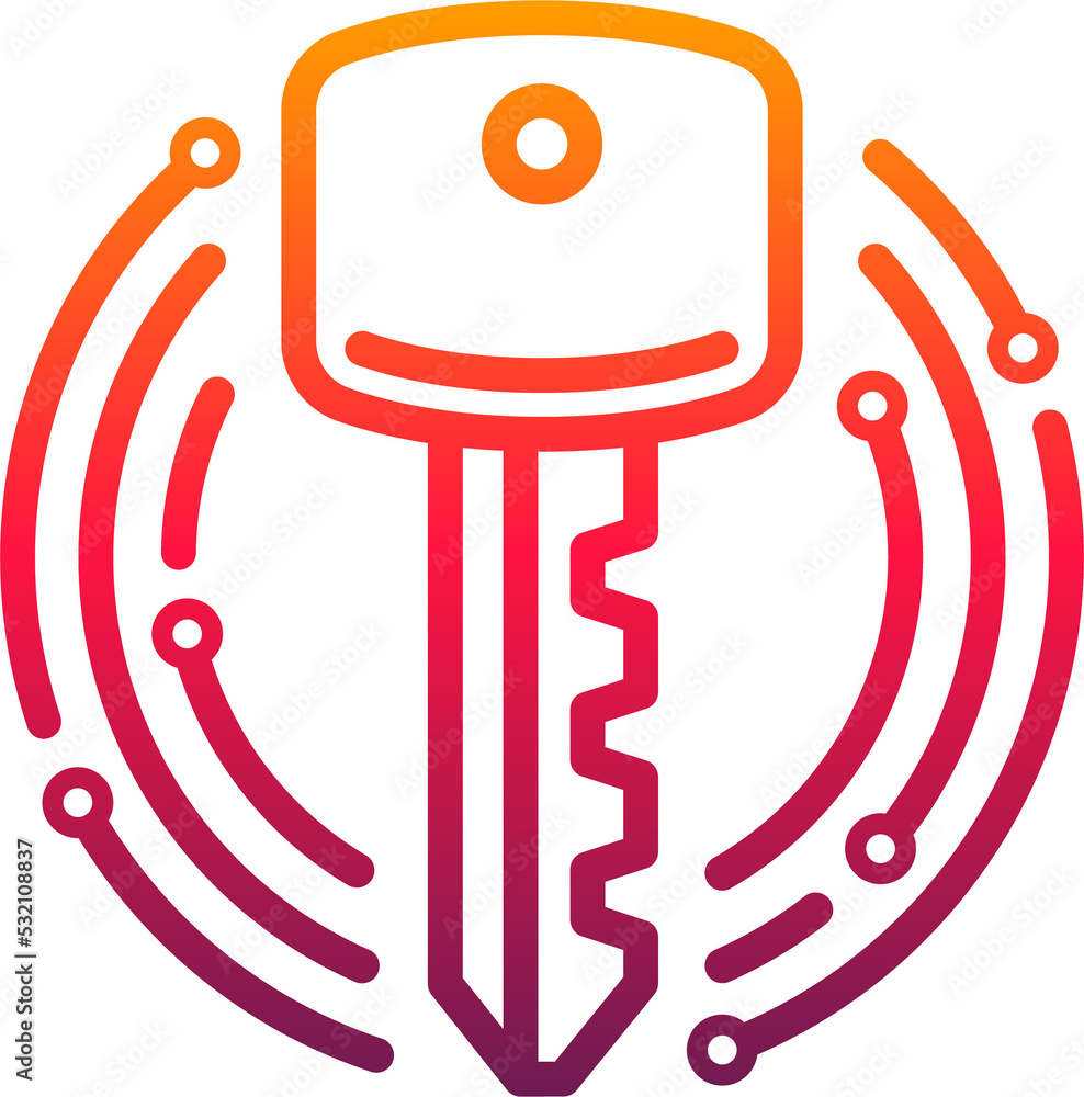Aufkleber cyber security icon key in microcircuit circle
