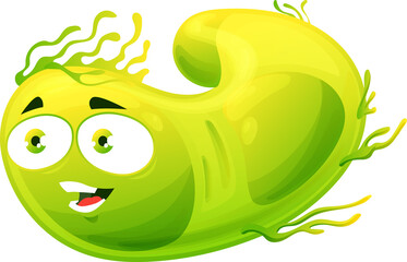 Cartoon virus cell vector icon green bacteria germ