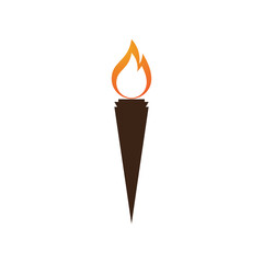 Fire torch with flame flat icons set. Collection of symbol flaming, illustration