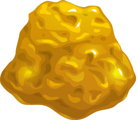Cartoon golden nugget, ore mining