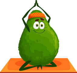 Avocado character sport emoticon stretch on yoga