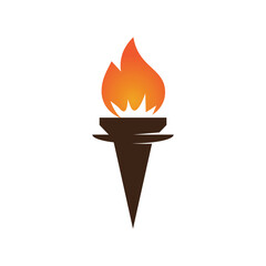 Fire torch with flame flat icons set. Collection of symbol flaming, illustration