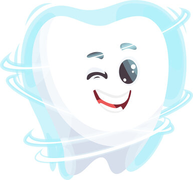 Happy tooth with perfect smile cartoon emoticon