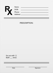 Medical prescription RX form of pharmacy hospital - obrazy, fototapety, plakaty