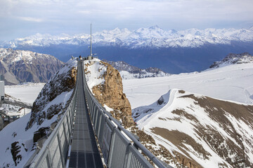 Peak Walk at Glacier 3000 in Switzerland. It is the world's first suspension bridge connecting two...
